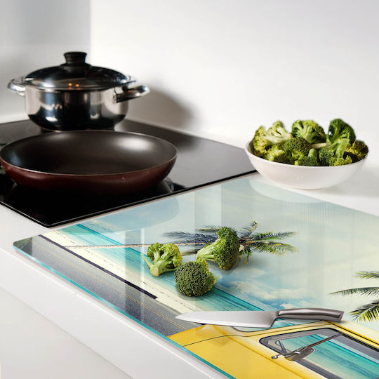 Glass Chopping Board Bus Stop Print On The Beach 80x52 Cm