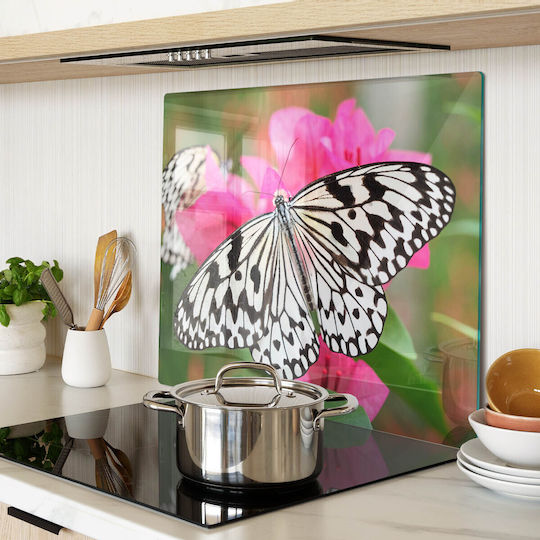 Robustes Dekoratives Glas-Schneidebrett Küchenblume Schmetterling 60x52 cm