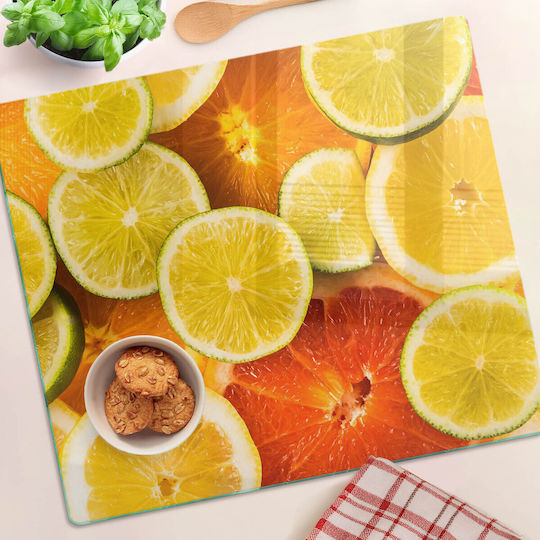 Glas Schneidebrett Schutzplatte Für Küchenarbeitsplatte Gebrühtes Glas Orangen 60x52 cm