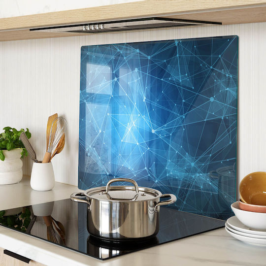Glass Kitchen Cutting Board Print Tempered Glass Blue Lines 60x52 Cm
