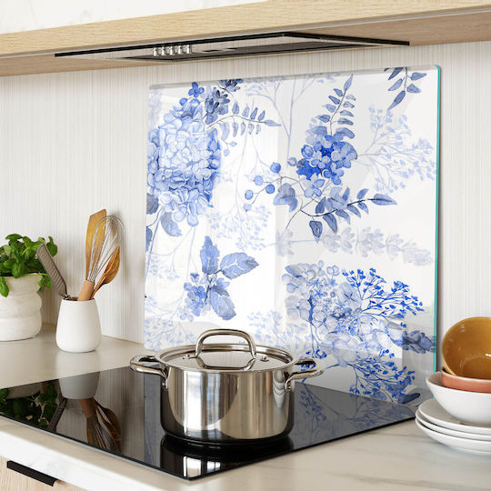 Decorative Protective Glass Kitchen Counter Chopping Board Floral Design 60x52 Cm