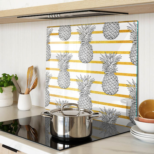 Protective Counter Cover Tempered Glass Pineapple Slices 60x52 Cm
