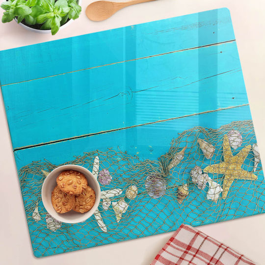 Glass Kitchen Cutting Board Safety Tempered Glass Starfish Shell 60x52 Cm