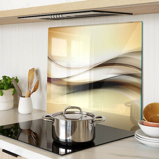 Decorative Glass Kitchen Counter Board Tempered Glass Abstract 60x52 Cm
