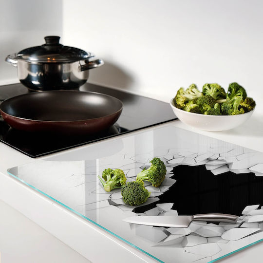 Tăviță Decorativă Din Sticlă Pentru Bucătărie Sticlă Securizată Cu Orificiu Pentru Perete 60x52 Cm