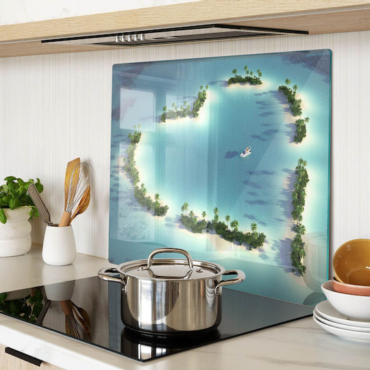 Glass Kitchen Chopping Board Protection Decoration Island Heart Shape 60x52 Cm