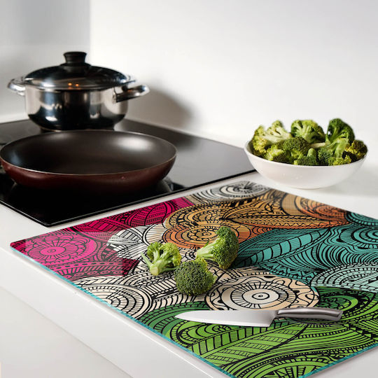 Decorative Glass Kitchen Board High Quality Abstract Pens 60x52 Cm