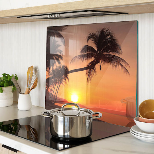Durable Counter Protection Surface Tempered Glass Beach Sun 60x52 Cm