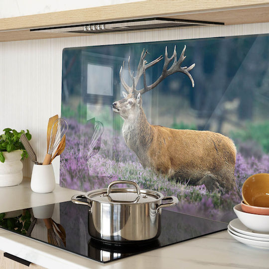 Glass Chopping Board Design Print Deer On Lavender 80x52 Cm