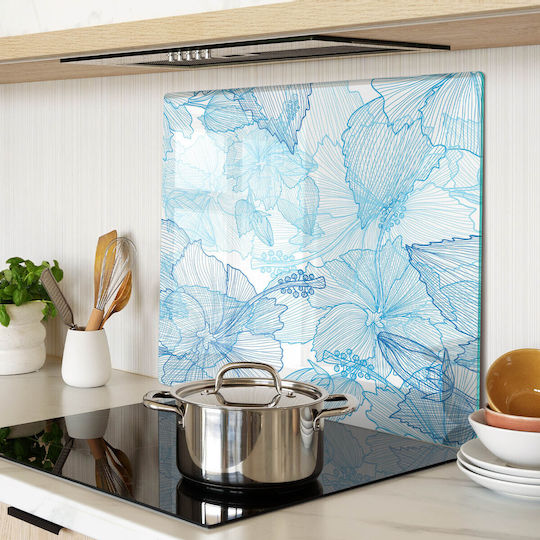 Glass Kitchen Cutting Board Safety Tempered Glass Hawaiian Flowers 60x52 Cm