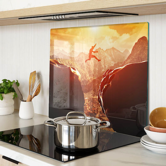 Glass Kitchen Cutting Board Safety Tempered Glass Leap Into The Abyss 60x52 Cm