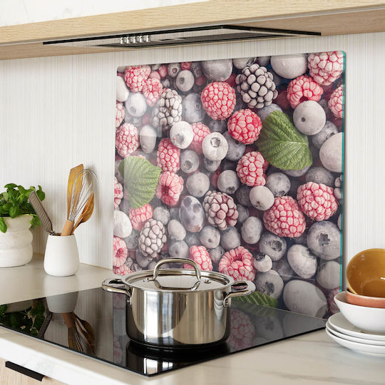 Glass Kitchen Surface Tempered Glass Frozen Forest Berries 60x52 Cm
