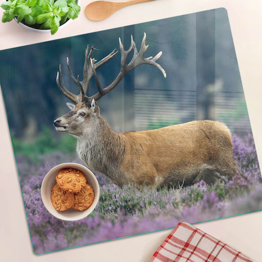 Glas Schneidebretter Design Druck Hirsch in Lavendel 60x52 cm