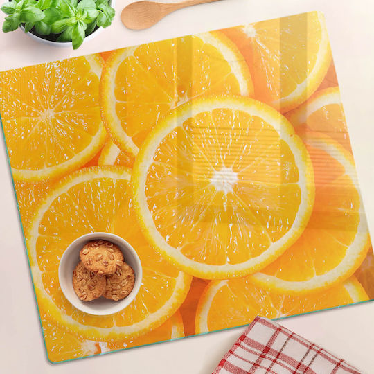 Schneidebrett Aus Glas Für Küche Mit Orangem Glas 60x52 Cm
