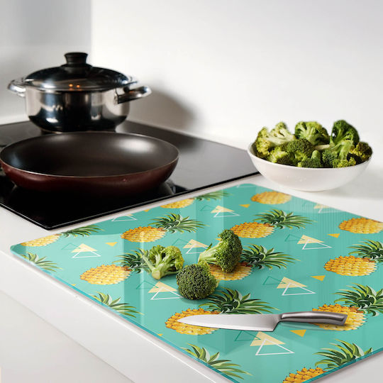 Elegant Protective Glass Kitchen Board Tempered Glass Pineapple 60x52 Cm