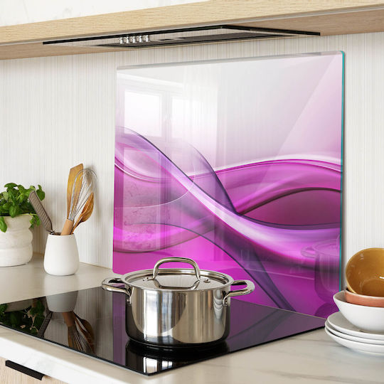 Glass Kitchen Counter Protection Board Tempered Glass Waves 60x52 Cm
