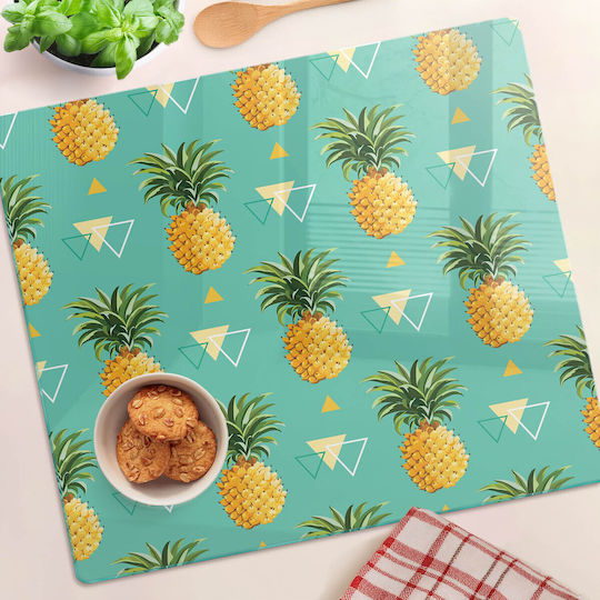 Elegant Protective Glass Kitchen Board Tempered Glass Pineapple 60x52 Cm