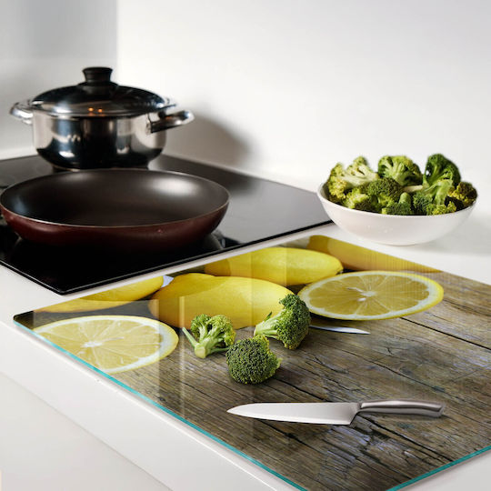 Glas Schneidebretter Küchen Oberfläche Design Zitronen Oben Auf Holz 60x52 cm