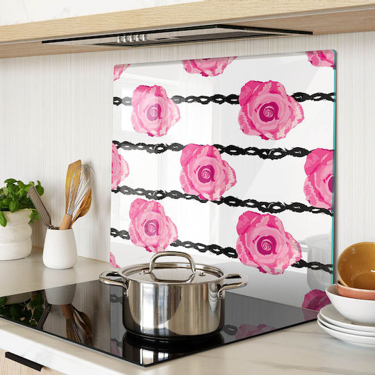 Multipurpose Glass Kitchen Board Tempered Glass Wheels 60x52 Cm