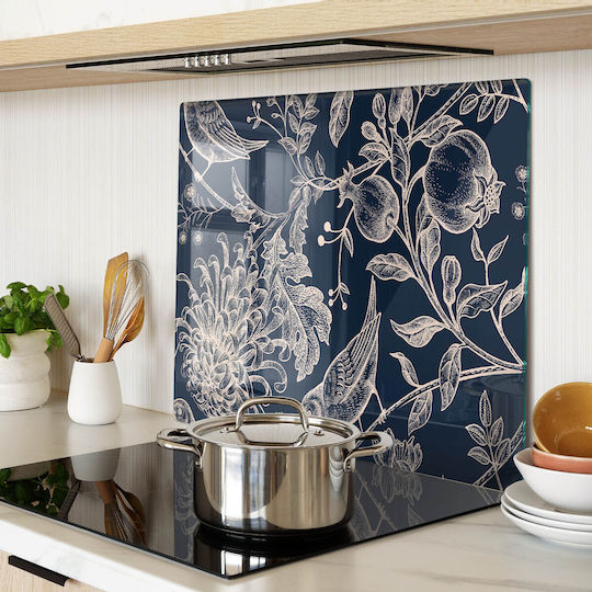 Glass Kitchen Cutting Board Counter Protection Flowers Birds 60x52 Cm