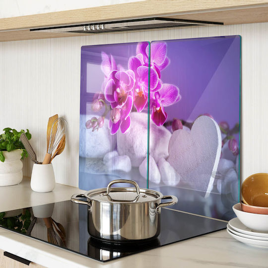 Glass Chopping Surface Design Print Orchid Heart 2x30x52 Cm