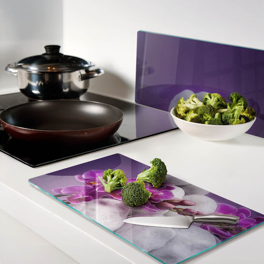 Glass Kitchen Board Protection Decoration Orchid 2x30x52 Cm