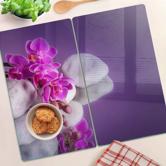 Glass Kitchen Board Protection Decoration Orchid 2x30x52 Cm