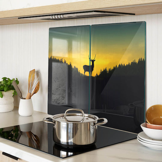 Decorative Glass Kitchen Board Tempered Glass Deer 2x30x52 Cm