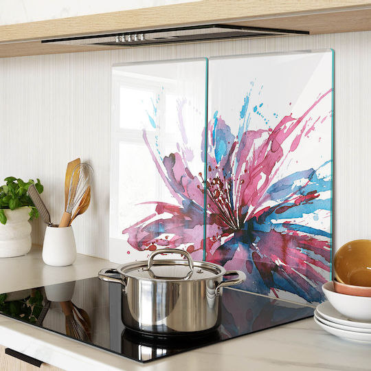 Glass Kitchen Chopping Surface Abstract Flower Design 2x30x52 Cm