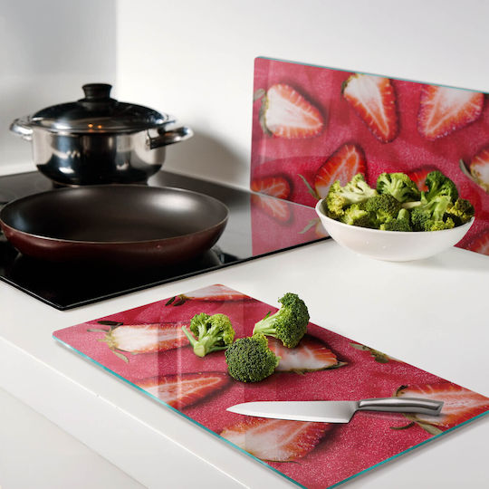 Suprafață De Tăiat Pentru Blat Sticlă Călită Căpșuni Tăiate 2x30x52 Cm