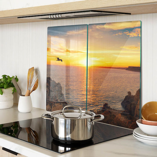 Elegant Glass Kitchen Chopping Board Sunset Over The Sea 2x30x52 Cm