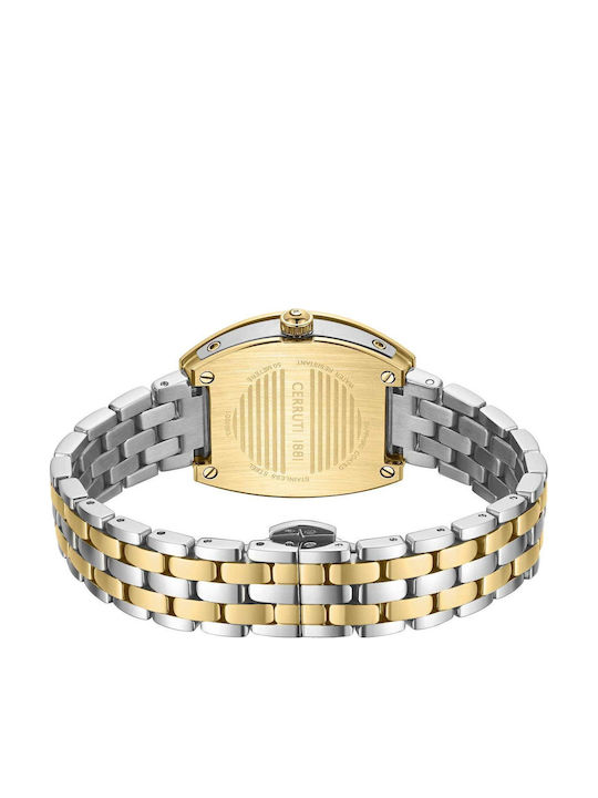 Crystals Two Tone Womens Watch Battery with Stainless Steel Bracelet Silver/Gold
