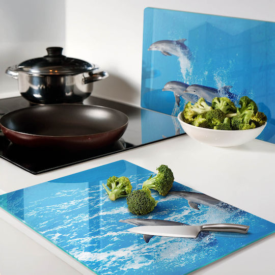 Glass Kitchen Counter Protection Board Tempered Glass Dolphins 2x40x52 Cm