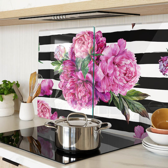 Durable Decorative Glass Kitchen Board Pink Lilac 2x40x52 Cm