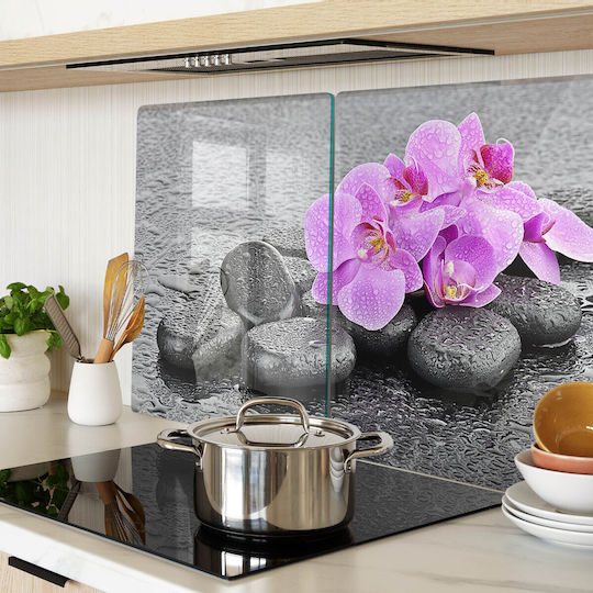 Countertop Protection Plate Kitchen Tempered Glass Orchid Stones 2x40x52 Cm