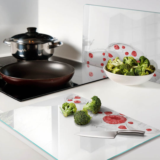 Protective Counter Cover Tempered Glass Berries Milk 2x40x52 Cm