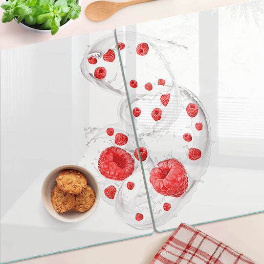 Protective Counter Cover Tempered Glass Berries Milk 2x40x52 Cm