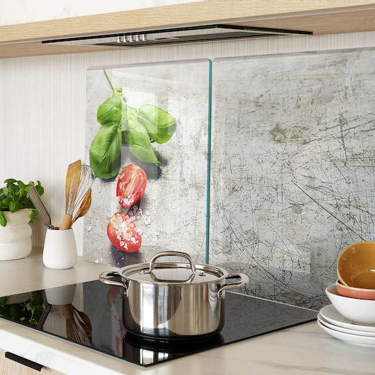Schneidebrett Küchenarbeitsplatten Schutzplatte Glas Tomaten Basilikum 2x40x52 cm