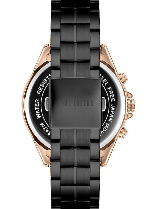 Paul Lorens Men's Watch 45.5mm Chronograph Battery with Black Stainless Steel Strap