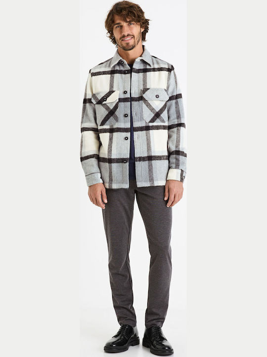 Μακρυμάνικo Overshirt White, Black FASURCHECK_BLACK