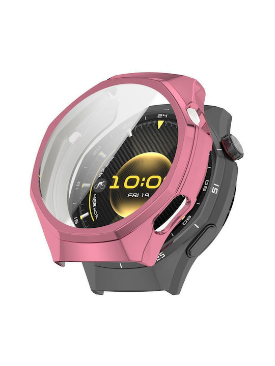 Θήκη Σιλικόνης με Τζαμάκι σε Ροζ χρώμα για Huawei Watch GT 6 Pro Θήκη Σιλικόνης με Τζαμάκι σε Ροζ χρώμα για Huawei Watch GT 6 Pro