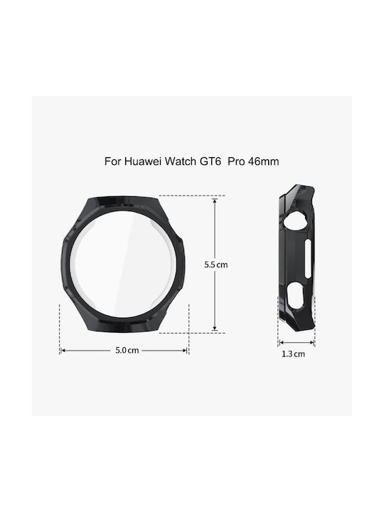 Силиконов Калъф със Стъкло в Черен цвят за Huawei Watch GT 6 Pro 46мм