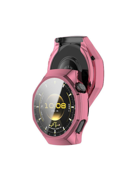 Silikonhülle mit Glas in Rosa Farbe für Huawei Watch GT 6 Pro