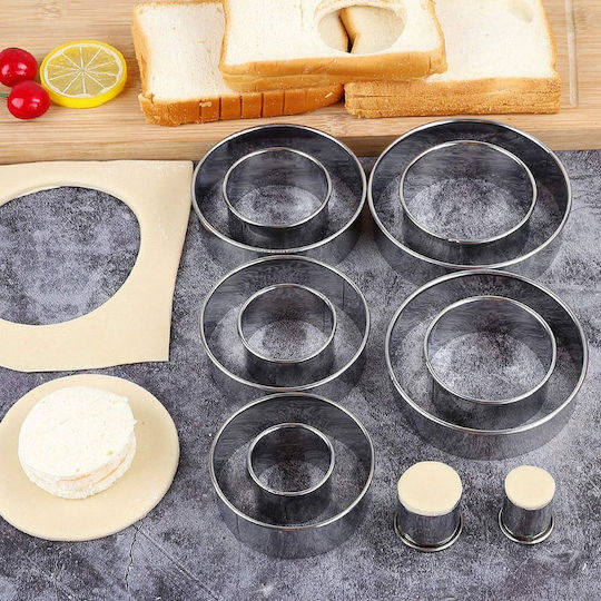 Set 14 Matrițe De Tăiat Aluat Zola Circulare Diverse Mărimi 2.5-11.5 Cm Oțel Inoxidabil Argintiu