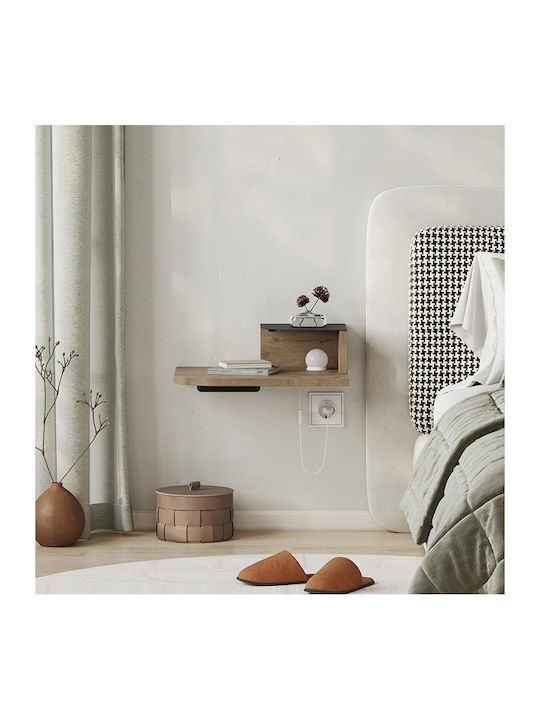 Bedside Table Luno Wooden With Metal Legs White 40x30x16.2cm