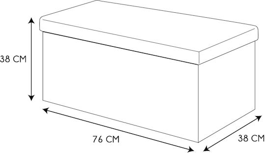 Taburet Pliabil Cu Spațiu De Depozitare Tapițat Cu Țesătură Gri/Crem 76x38x38cm