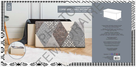Taburet Pliabil Cu Spațiu De Depozitare Tapițat Cu Țesătură Gri/Crem 76x38x38cm