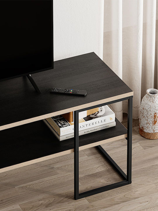TV Stand Friday Made of Metal & Black Wood L140xD37xH45cm