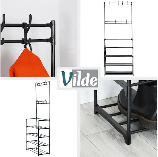Mobilier de Intrare cu Cuier & Dulap pentru Pantofi Black 57x28x156cm