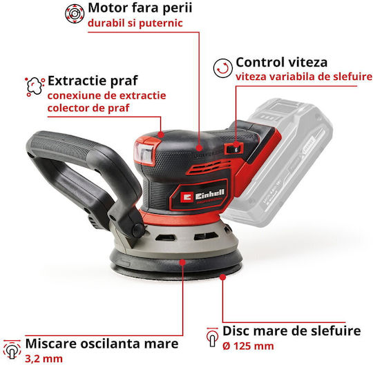 Einhell TP-RS 18/32 Li Έκκεντρο Τριβείο 125mm Μπαταρίας 18V Solo με Ρύθμιση Ταχύτητας